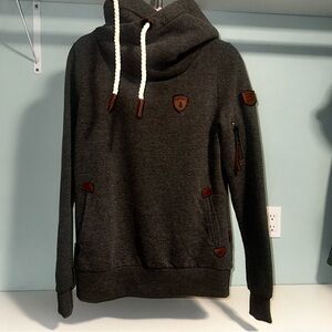 Wanakome Charcoal Hoodie with Brown Accents